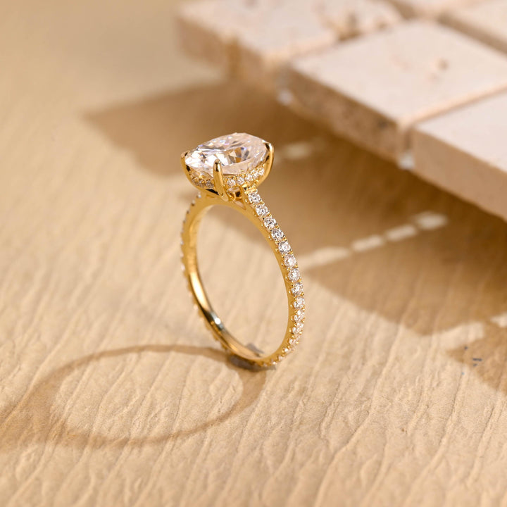 1.50ct-2.50ct Oval Cut Lab Grown Diamond Hidden Halo Engagement Ring