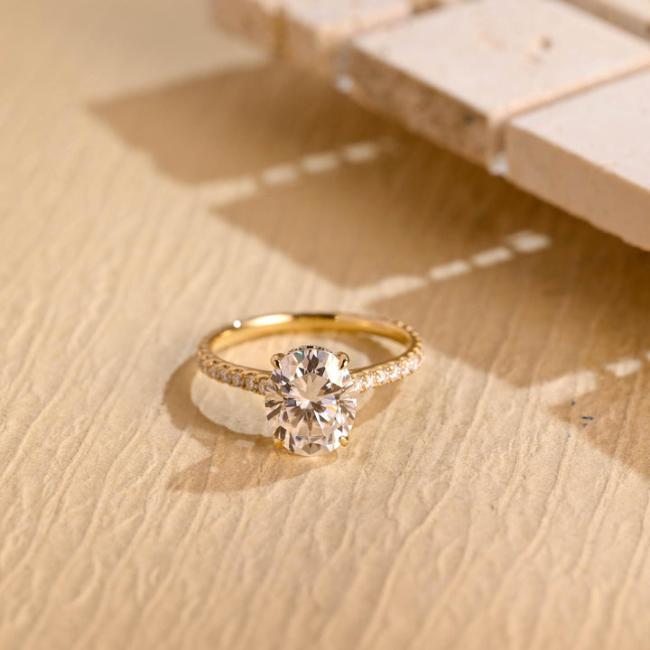 1.50ct-2.50ct Oval Cut Lab Grown Diamond Hidden Halo Engagement Ring