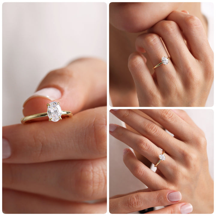 1.0ct-2.0ct Oval Cut Lab Grown Diamond Solitaire Engagement Ring