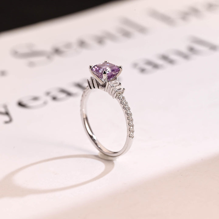 1.0ct-2.0ct Sapphire Asscher Cut Lab Grown Diamond Cluster Engagement Ring