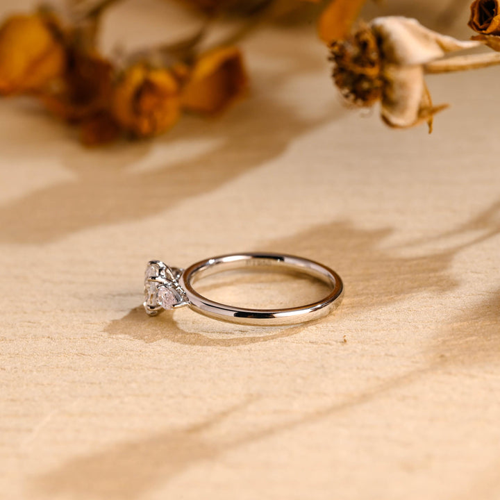 1.0ct-2.0ct Oval Cut Lab Grown Diamond Three Stone Engagement Ring