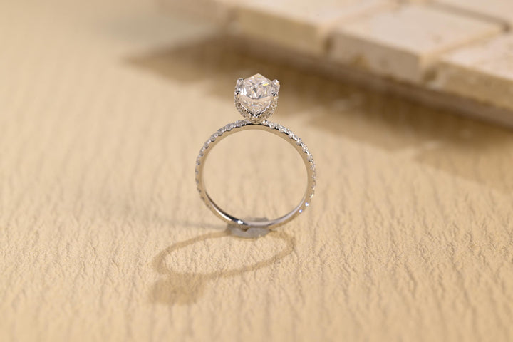 2.0ct-3.0ct Pear Cut Lab Grown Diamond Tulip Set Engagement Ring