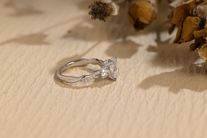 1.0ct-2.0ct Oval Cut Lab Grown Diamond Three Stone Engagement Ring