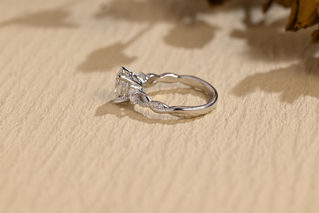 1.0ct-2.0ct Oval Cut Lab Grown Diamond Three Stone Engagement Ring