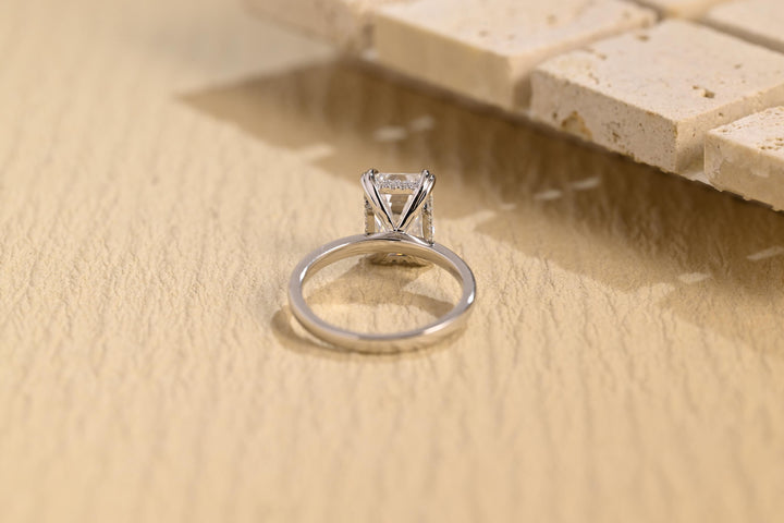 2.0ct-3.0ct Emerald Cut Lab Grown Diamond Hidden Halo Engagement Ring