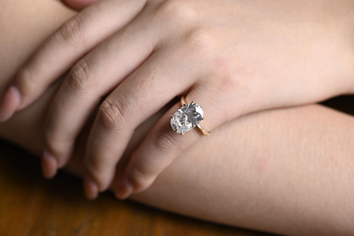 3.0ct-4.0ct Oval Cut Lab Grown Diamond Solitaire Engagement Ring
