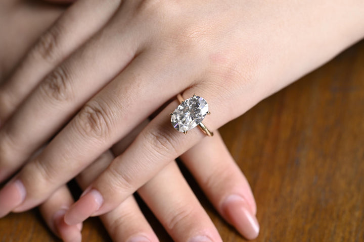 3.0ct-4.0ct Oval Cut Lab Grown Diamond Solitaire Engagement Ring