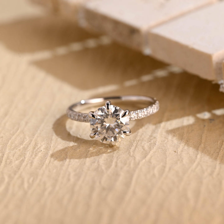 2.0ct-3.0ct Round Cut Lab Grown Diamond Hidden Halo Engagement Ring