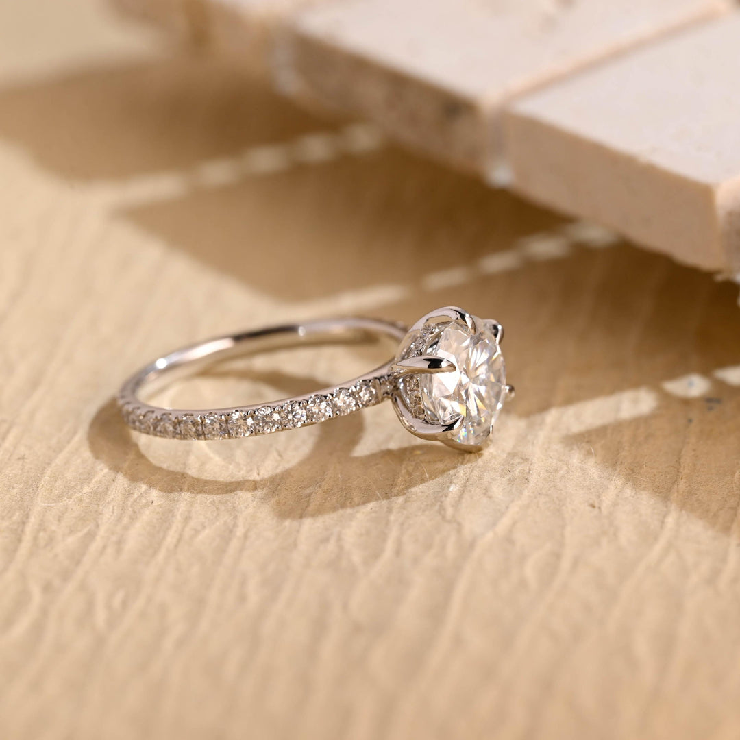 2.0ct-3.0ct Round Cut Lab Grown Diamond Hidden Halo Engagement Ring