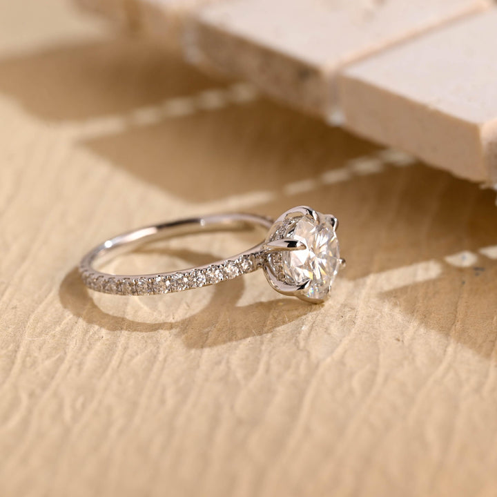 2.0ct-3.0ct Round Cut Lab Grown Diamond Hidden Halo Engagement Ring