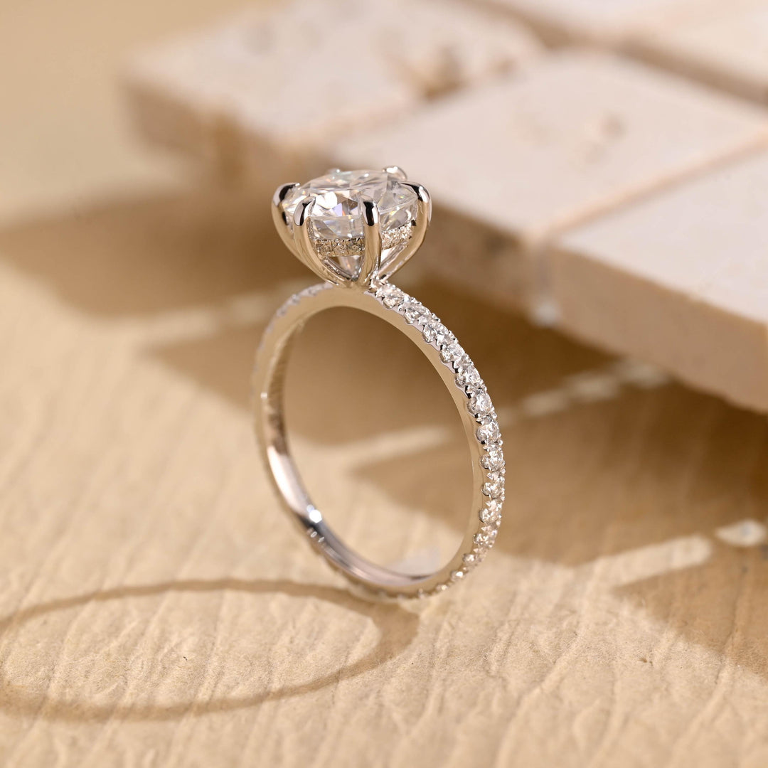 2.0ct-3.0ct Round Cut Lab Grown Diamond Hidden Halo Engagement Ring