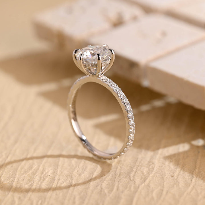 2.0ct-3.0ct Round Cut Lab Grown Diamond Hidden Halo Engagement Ring