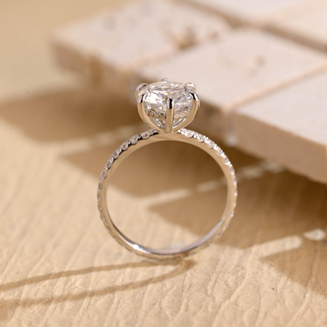 2.0ct-3.0ct Round Cut Lab Grown Diamond Hidden Halo Engagement Ring