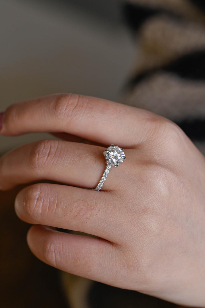 2.0ct-3.0ct Round Cut Lab Grown Diamond Hidden Halo Engagement Ring