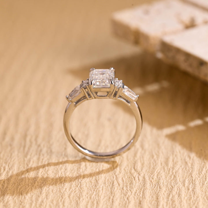 1.0ct-2.0ct Emerald Cut Lab Grown Diamond Cluster Engagement Ring