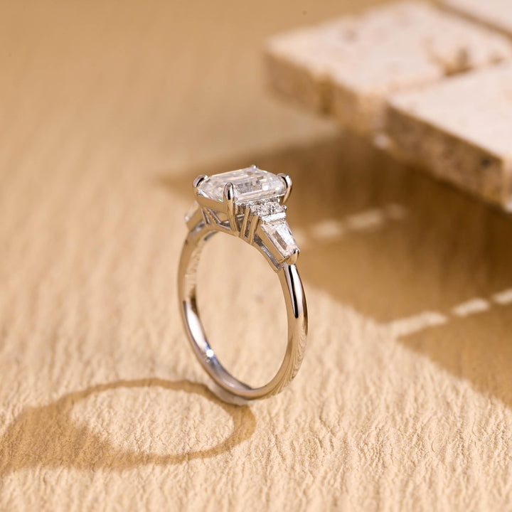 1.0ct-2.0ct Emerald Cut Lab Grown Diamond Cluster Engagement Ring