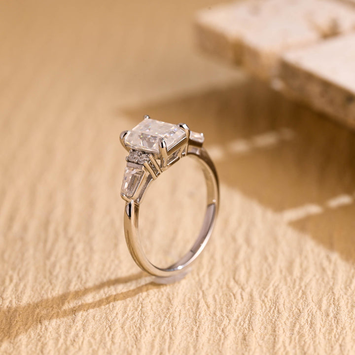 1.0ct-2.0ct Emerald Cut Lab Grown Diamond Cluster Engagement Ring