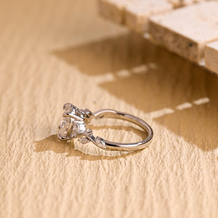 1.50ct-2.50ct Oval Cut Lab Grown Diamond Unique Twig Engagement Ring