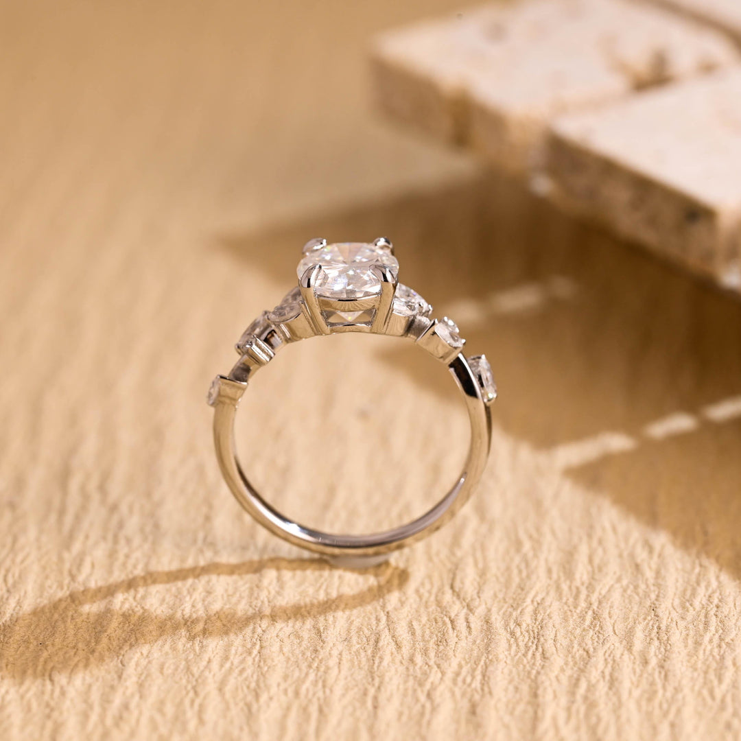 1.50ct-2.50ct Oval Cut Lab Grown Diamond Unique Twig Engagement Ring