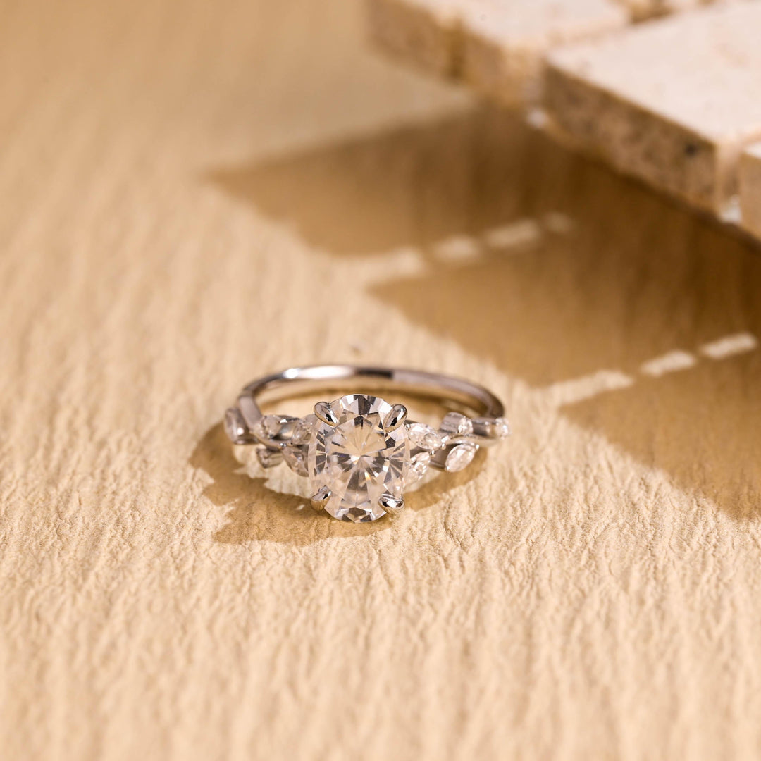 1.50ct-2.50ct Oval Cut Lab Grown Diamond Unique Twig Engagement Ring