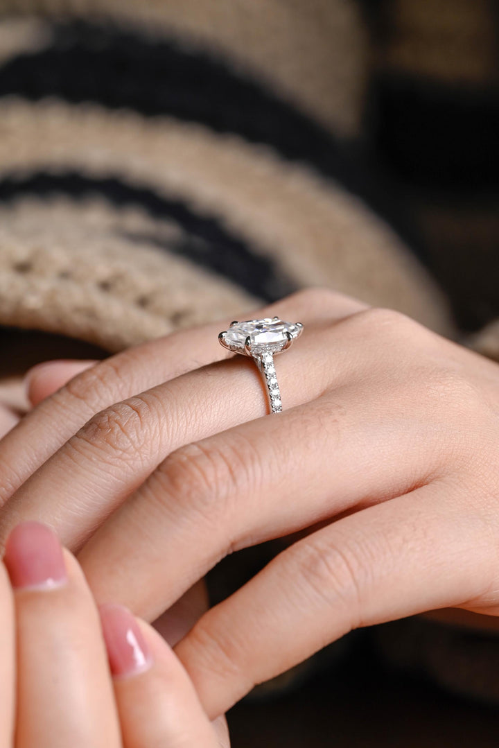 1.50ct-2.50ct Marquise Cut Lab Grown Diamond Hidden Halo Engagement Ring