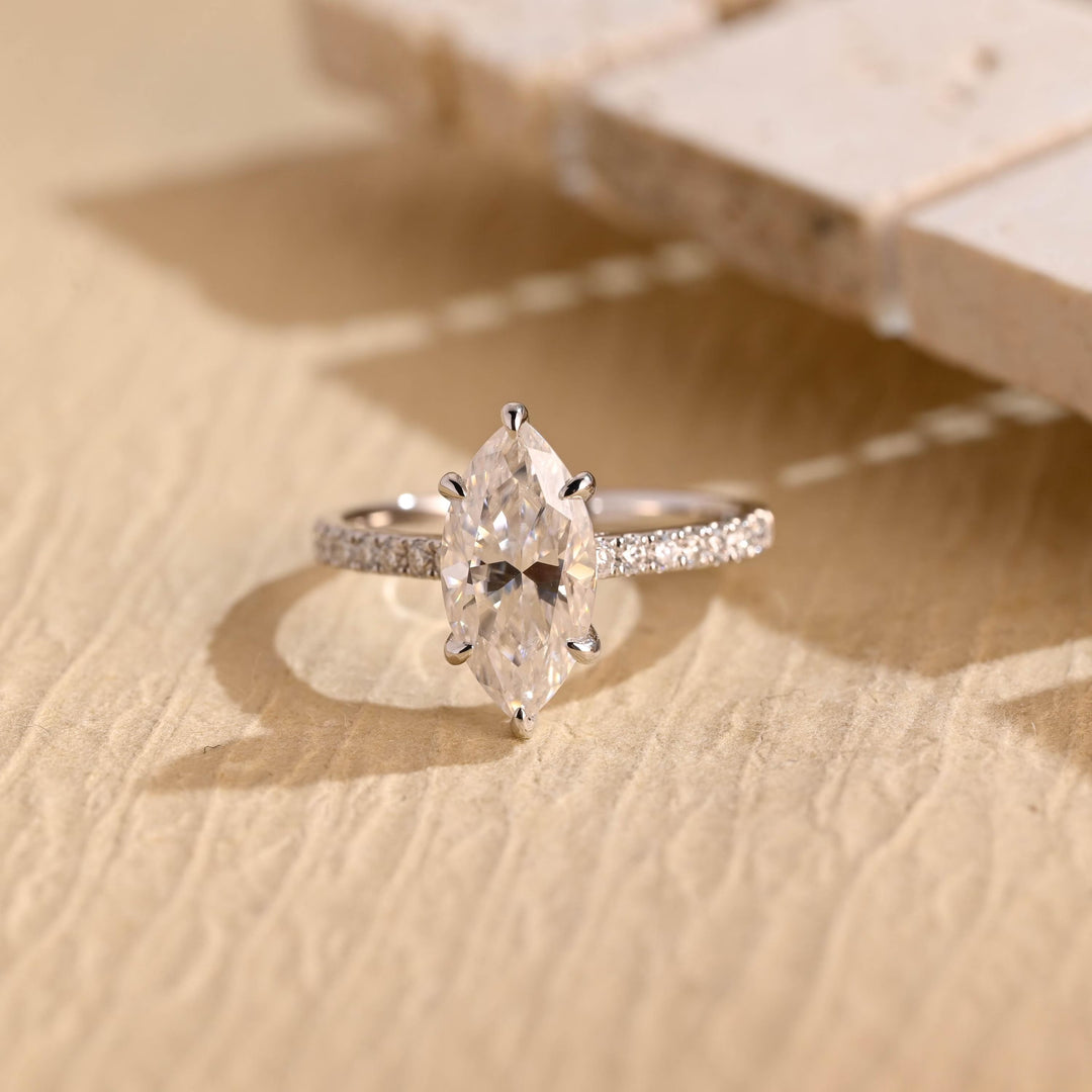 1.50ct-2.50ct Marquise Cut Lab Grown Diamond Hidden Halo Engagement Ring