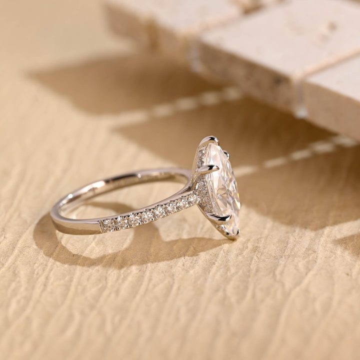 1.50ct-2.50ct Marquise Cut Lab Grown Diamond Hidden Halo Engagement Ring