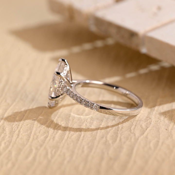 1.50ct-2.50ct Marquise Cut Lab Grown Diamond Hidden Halo Engagement Ring
