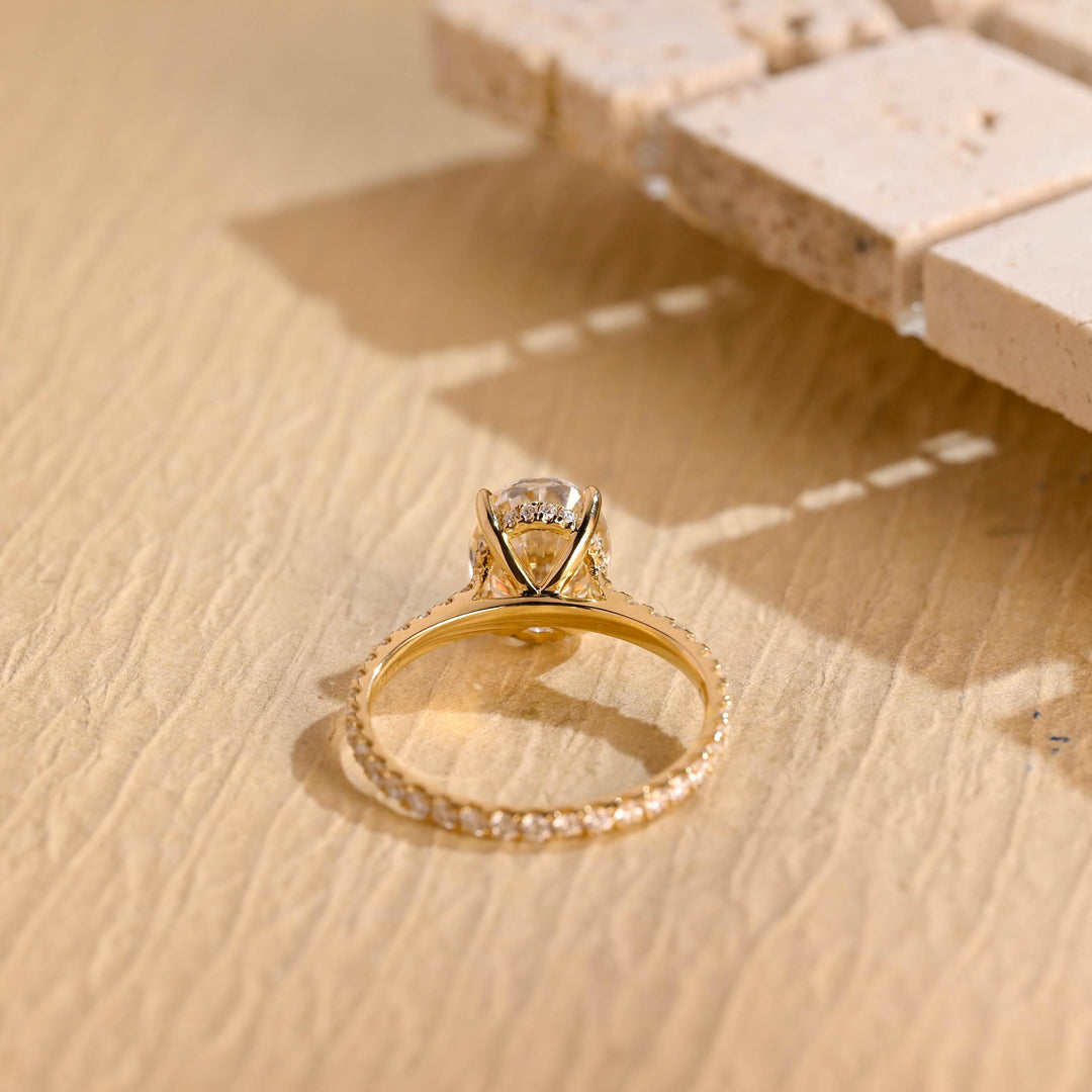 1.50ct-2.50ct Oval Cut Lab Grown Diamond Hidden Halo Engagement Ring