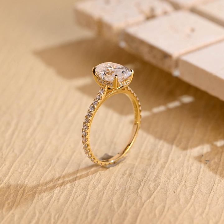 1.50ct-2.50ct Oval Cut Lab Grown Diamond Hidden Halo Engagement Ring