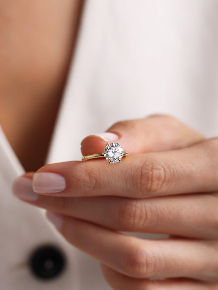1.0ct-2.0ct Round Cut Lab Grown Diamond Solitaire Engagement Ring
