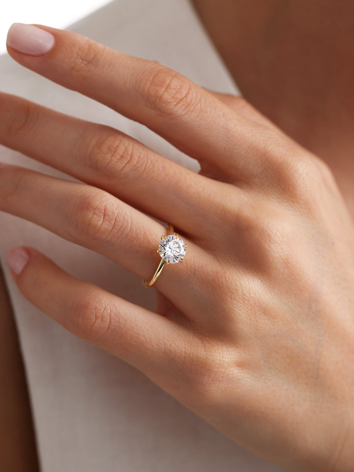 1.0ct-2.0ct Round Cut Lab Grown Diamond Solitaire Engagement Ring