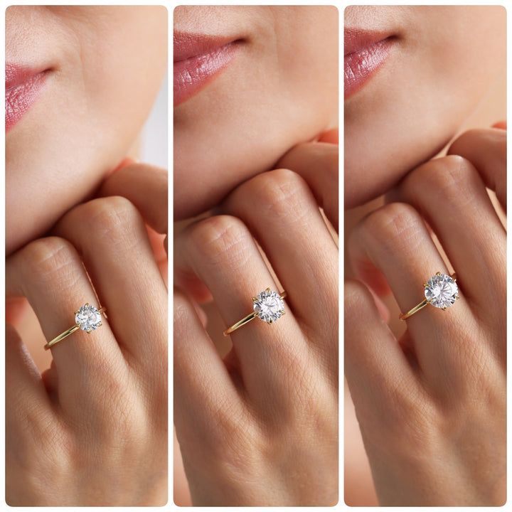 1.0ct-2.0ct Round Cut Lab Grown Diamond Solitaire Engagement Ring