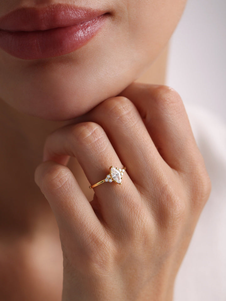 1.0ct-2.0ct Marquise Cut Lab Grown Diamond Cluster Engagement Ring