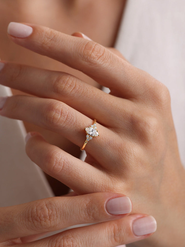 1.0ct-2.0ct Marquise Cut Lab Grown Diamond Cluster Engagement Ring