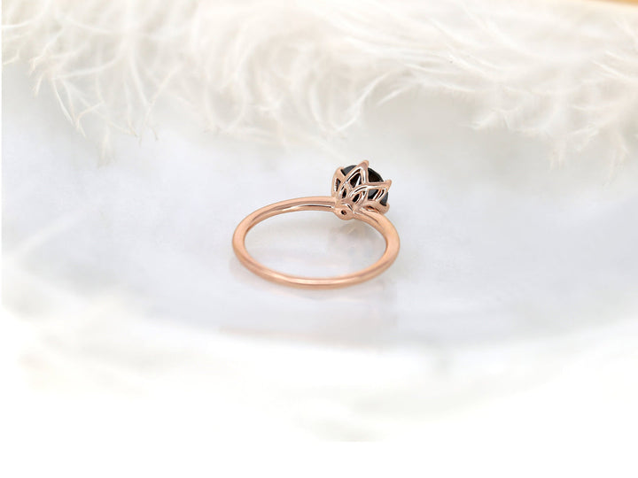 2.0CT Black Round Cut Lab Grown Six Prongs Diamond Solitaire Engagement Ring