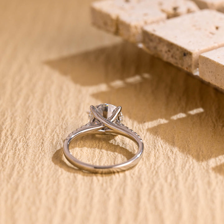 1.50ct-2.50ct Round Cut Lab Grown Diamond Pave Engagement Ring