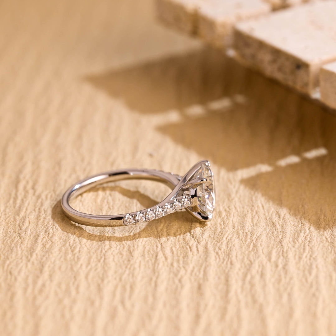 1.50ct-2.50ct Round Cut Lab Grown Diamond Pave Engagement Ring