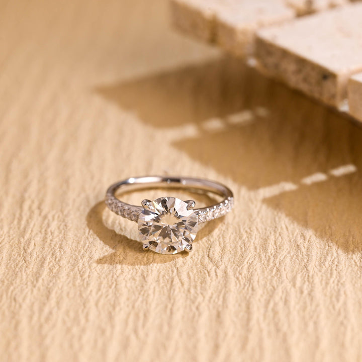 1.50ct-2.50ct Round Cut Lab Grown Diamond Pave Engagement Ring