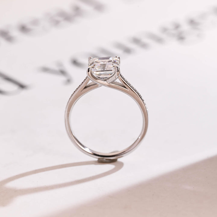 1.50ct-2.50ct Asscher Cut Lab Grown Diamond Vintage Pave Engagement Ring