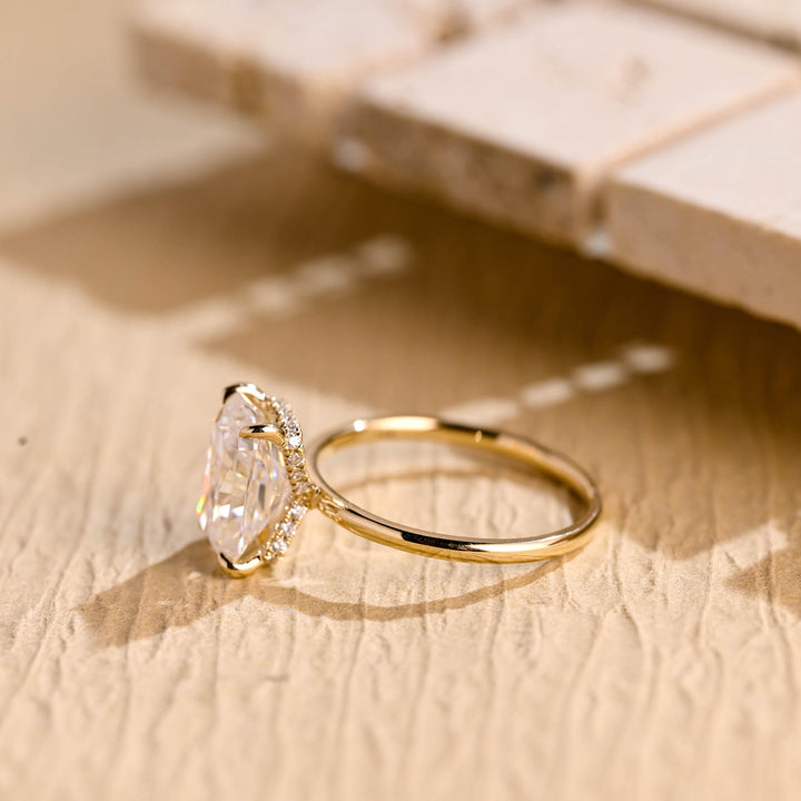 2.50ct-3.50ct Radiant Cut Lab Grown Diamond Hidden Halo Engagement Ring