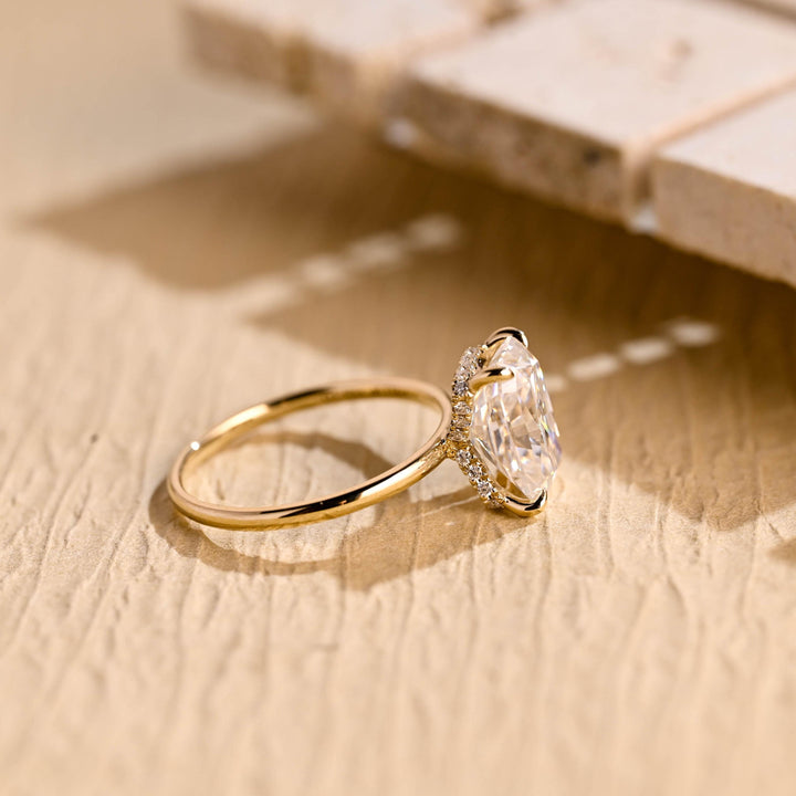 2.50ct-3.50ct Radiant Cut Lab Grown Diamond Hidden Halo Engagement Ring