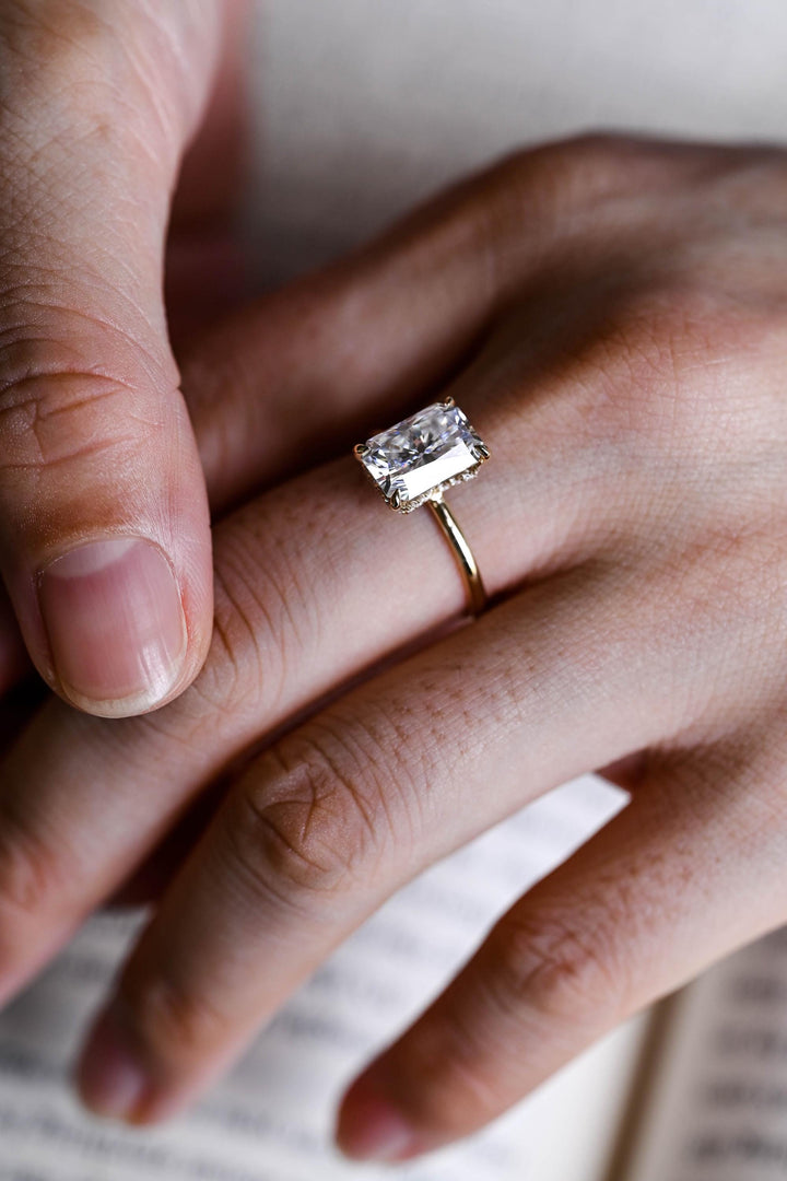 2.50ct-3.50ct Radiant Cut Lab Grown Diamond Hidden Halo Engagement Ring