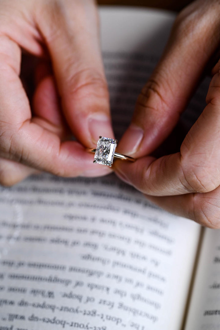 2.50ct-3.50ct Radiant Cut Lab Grown Diamond Hidden Halo Engagement Ring