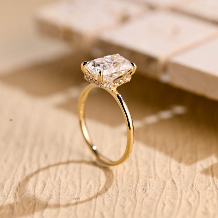 1.0ct-2.0ct Marquise Cut Lab Grown Halo Diamond Split Shank Engagement Ring