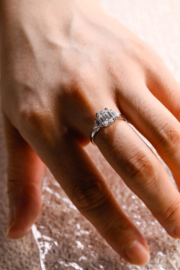 1.50ct-2.50ct Emerald Cut Lab Grown Diamond Cluster Engagement Ring