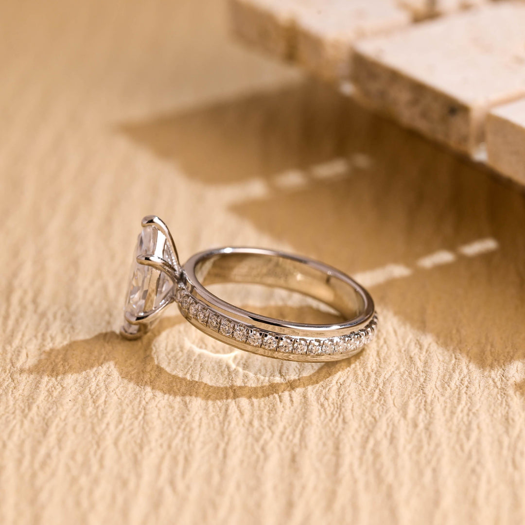 1.0ct-2.0ct Marquise Cut Lab Grown Diamond Thick Engagement Ring