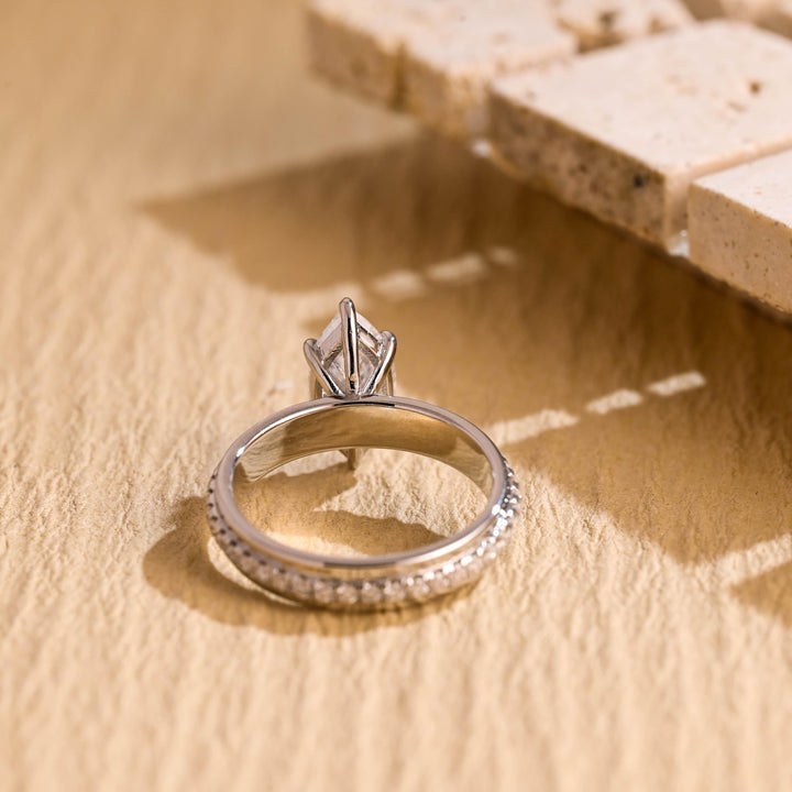 1.0ct-2.0ct Marquise Cut Lab Grown Diamond Thick Engagement Ring