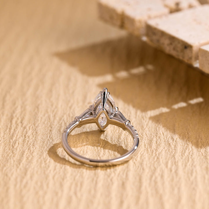 1.0ct-2.0ct Marquise Cut Lab Grown Diamond Vintage Pave Engagement Ring