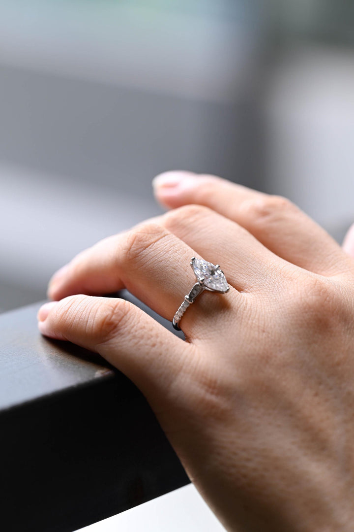 1.0ct-2.0ct Marquise Cut Lab Grown Diamond Vintage Pave Engagement Ring